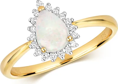 Produktbild von Chicer 9 Karat (375) Gold Cluster Damen - Diamant Solitärring Brillant-Schliff 0.11 Karat HI - I1 mit Opal, 50 (15.9); TRS28850RSK