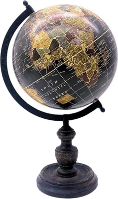 Produktbild von Famanu Weltkugel 20 cm – drehbare Vintage-Globus mit englischer Karte und dekorativem Ständer