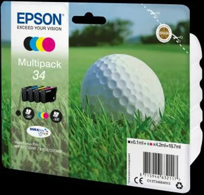Image de Epson 34 - Pack de 4 - noir, jaune, cyan, magenta - original - sous blister - cartouche d'encre