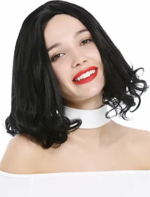 Produktbild von WIG ME UP Perücke kurz Bob Mittelscheitel gelockte Spitzen Schwarz YZF-4369-1