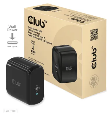 Obrázok produktu pre Club3D Ladegerät   1xUSB Typ C               PD  65W, GaN retail