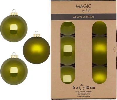 Produktbild von Weihnachtskugeln Glas 10cm 6 Stück - Green Olives