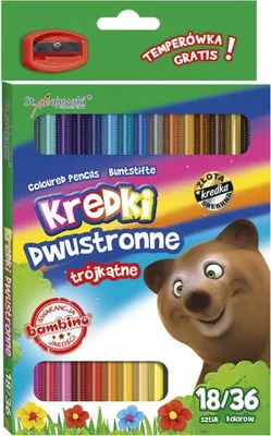 Obrázek produktu pro Kredki szkolne trójkątne dwustronne 18 sztuk 36 kolorów