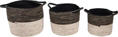 Obrázek produktu pro Clayre & Eef úložný koš sada 3 ks Ø 52 Ø 46 Ø 37 cm černý provaz
