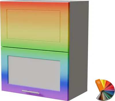 Produktbild von Küchenklapphängeschrank BARI 60cm Hochfaltklappe Glas Farbe wählbar BA-W8BS/60-AV RAL Wunschfarbe matt (K5) grau
