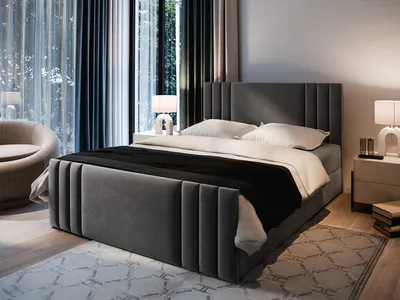 Produktbild von Masseno Boxspringbett KANES 160x200 cm Komplett-Set mit Bonell Matratze und Topper, Polsterbett mit Bettkästen -Grau, CASABLANCA 15