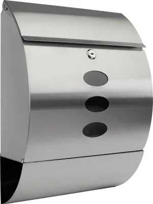Produktbild von Grafner Briefkasten Edelstahl mit Zeitungsfach, abschließbar – 2 Schlüssel inkl., 3 Sichtfenster, moderne runde Ausführung, einfacher Anbau, inkl. Montagematerial, Postkasten Letter Box