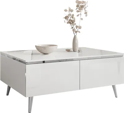 Obrázek produktu pro Konferenční stolek AURORA SILVER s úložným prostorem na šikmých chromovaných nohách