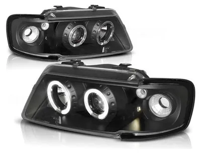 Zdjęcie produktu dla Reflektory "Angel Eyes" pasujące do Audi A3 8L, lata produkcji 1996-2000, kolor czarny