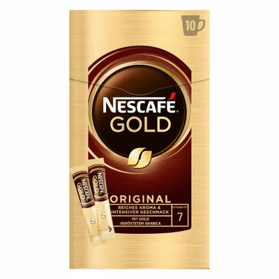 Produktbild von Nescafé Gold, Löslicher Bohnenkaffee, Instantkaffee, Kaffee Sticks, 10 Portionen