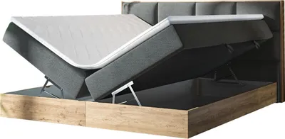 Produktbild von MIRJAN24 Boxspringbett Euphoria, Polsterbett mit zwei Bettkästen, Doppelbett mit Topper (Soro 97 + Gold Craft Oak, Größe: 140x200 cm)