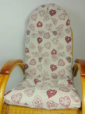 Produktbild von Rattani Auflage/Polster für Schaukelstuhl, Liegestuhl, Ersatzpolster Gr. 130 x 50 x 12 cm, Stoff Mirha Leinen Herz