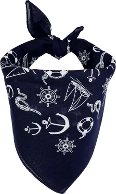 Produktbild von Bandana Tuch maritime Ornamente Anker Seefahrt blau-weiß quadratisches Kopftuch