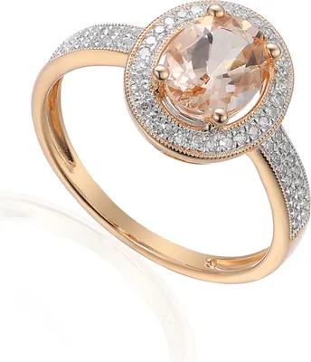 Produktbild von 585er Rotgold Damenring mit Morganit 0,94ct. und Brillanten 0,15ct. Gr. 54 Edelstein Ring