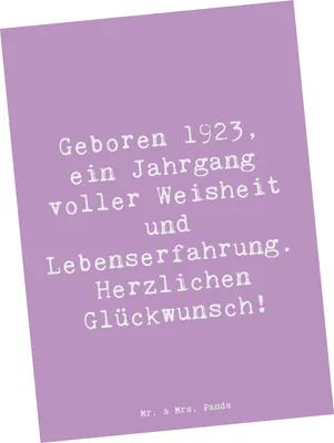 Produktbild von Mr. & Mrs. Panda Postkarte Spruch 1923 Geburtstag - Lavendeltraum - Geschenk, Postkarten, Happy Birthday, Glückwunsch, Fotokarte, Geboren, Ansichtskarte, 100., Grußkarte