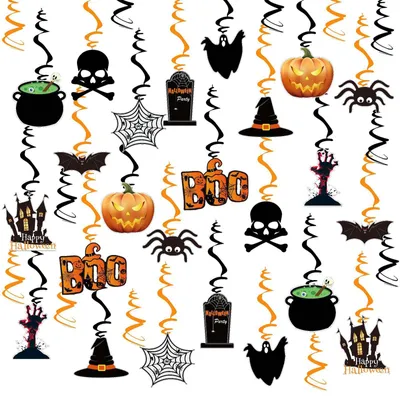 Halloween-Spiralgirlanden, 36 Stück, bunt, Papier