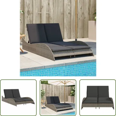 Produktbild von The Living Store Sonnenliege mit Auflagen Grau 114x205x73 cm Poly Rattan