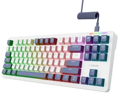 Productafbeelding van Trust GXT 872 Xyra, kabel, USB, mechanische schakelaar, QWERTY-indeling, RGB-LED, wit