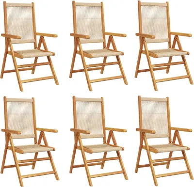 Produktbild von vidaXL Gartenstuhl Verstellbar 6 Stk. Beige Massivholz Akazie