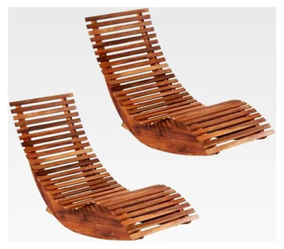 Produktbild von 2X Sonnenliege aus Akazienholz Gartenliege Holzliege Liegestuhl Saunaliege Gartenmöbel Relaxliege Schaukelstuhl Schwungliege 149x60x86cm