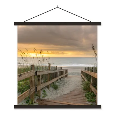 Produktbild von MuchoWow® Textilposter Strand - Meer - Düne - Weg 90x90 cm mit schwarzem Rahmen - Magnetisches