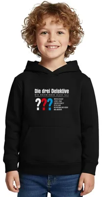 Produktbild von Spreadshirt Die Drei Fragezeichen Detektive Visitenkarte Kinder Premium Hoodie, 110/116 (4 Jahre), Schwarz