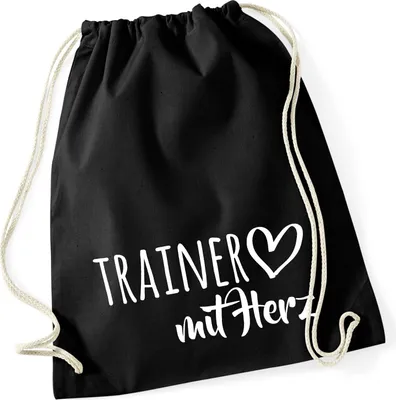 Produktbild von Huuraa Turnbeutel Trainer mit Herz 12 Liter Black Baumwolle Rucksack Geschenkidee