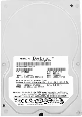 Produktbild von Festplatte Hitachi 160Gb HDS721616PLA380 8Mb Cache 7200Rpm Sata 3,5" Zoll