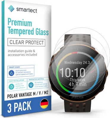 Produktbild von 3x Schutzglas Panzerfolie Klar für Polar Vantage M/ V/ M2 Displayschutz Hartglas