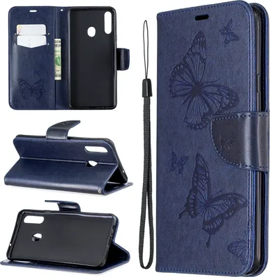 Produktbild von Mobigear Butterfly  Samsung Galaxy A20s Hülle Klapphülle Geldbörse - Blau