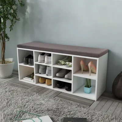 Produktbild von vidaXL Schuhschrank Schuhbank Sitzbank 10 Fächer weiß