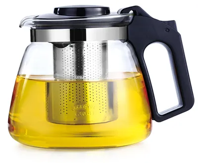 Image de Théière en verre avec infuseur, résistante à la chaleur, 1100 ml
