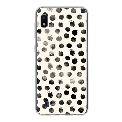 Produktbild von MuchoWow® Handyhülle Schutzhülle Hülle für Samsung Galaxy A10 Polka dots - Schwarz - Weiß Silikon Softcase Handy Hülle - Schutzhülle