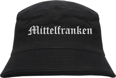 Produktbild von mittelfranken Fischerhut - Altdeutsch - bestickt - Bucket Hat Anglerhut Hut Schwarz L/XL