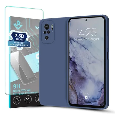 Produktbild von Hülle für Xiaomi Redmi Note 10 mit 9H Displayglas Displayschutz Case Cover Bumper Smartphone Softgrip Schutzhülle Farbe: Lavendelblau