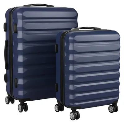 Image de Ensemble de valises Relaxdays, 2 pièces, 2 tailles, 4 roulettes, coque rigide, poignée télescopique, valises de voyage avec serrure à combinaison, bleu foncé, Image générée par une IA