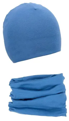 Immagine prodotto di Set da 2 pezzi: berretto per neonato e sciarpa tubolare, in cotone, colore blu, taglia 49-53