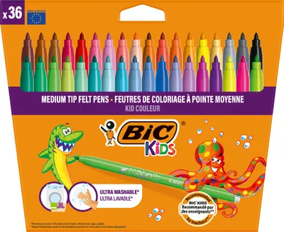 Image de Bic 516820 BIC Kids Feutre de coloriage Kid Couleur medium, étui carton de 36 pièces