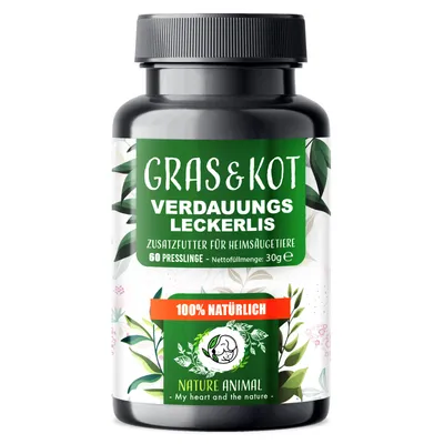 Produktbild von Nature Animal® Gras & Kot Verdauungs Leckerlis- für Hunde – Für eine bessere Verdauung und einen gesunden Magen-Darm-Trakt – Wurmkur – Verdauung Hund