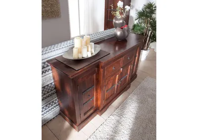Produktbild von MASSIVMOEBEL24 Sideboard Akazie 160x45x85 nougat lackiert OXFORD #902