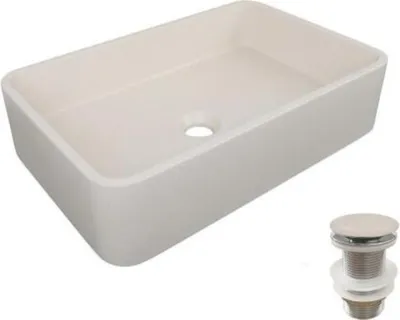 Produktbild von Rechteckiges Aufsatzwaschbecken 50x32,5cm + Ablaufgarnitur SANDY