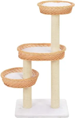 Produktbild von Famanu Katzenkratzbaum - Spiel- und Ruheplatz mit 3 Körben - 85 cm hoch - Natur