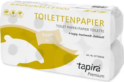 Produktbild von Tapira Toilettenpapier 4-lagig hochweiß 8 Rollen à 150 Blatt