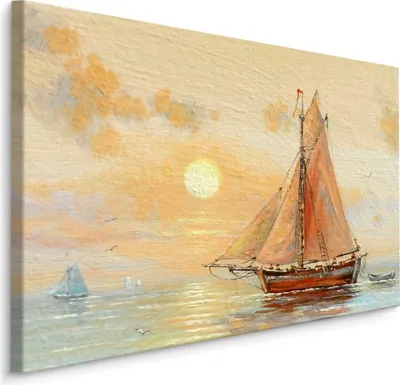 Produktbild von Fabelhafte Canvas LEINWAND BILDER 90x60 cm XXL Kunstdruck Meer Schiffe Segelboote