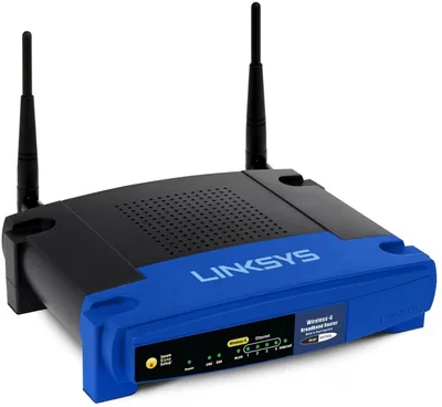 Produktbild von Linksys WRT54GL, 802.11g, Ethernet/LAN, Schwarz, Blau, Tabletop-Router