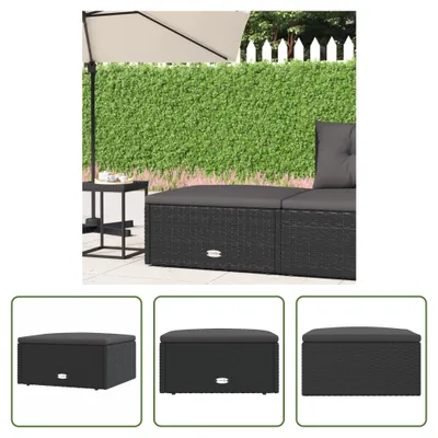 Produktbild von The Living Store Gartenhocker mit Kissen Schwarz Poly Rattan