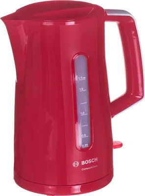 Obrázek produktu pro Bosch TWK3A014, 1,7 l, 2400 W, Červená, Plast, Nerezová ocel, Indikátor úrovně vody, Bezkabelový