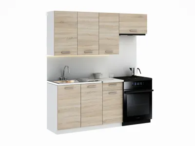Produktbild von Küchenzeile Beige Komplett Küchenblock Einbauküche Schrank Set verstellbare Füße