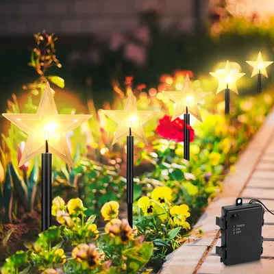 Image de Yakimz Bâtons lumineux LED Étoiles Lot de 5 étoiles Éclairage de Noël Sapin de Noël Bâtons lumineux LED Étoiles Guirlandes lumineuses