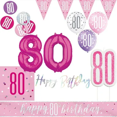 Produktbild von 80. Geburtstag Deko pink silber Party Dekoration Set Geburtstagsdeko Jubiläum